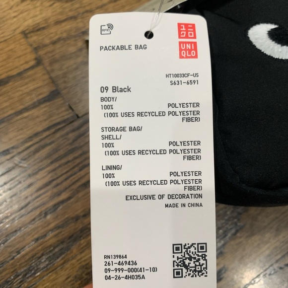 New Uniqlo x Anya Hindmarch Black Packable Bag - Picture 9 of 16